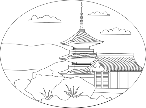 Kiyomizu Dera Coloring Page